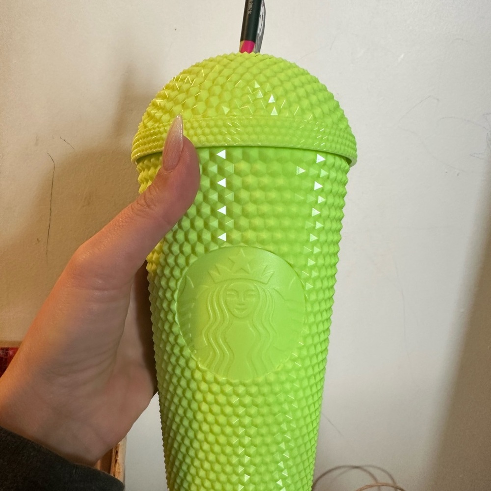 Starbucks Neon Lime Studded Reptile-Friendly Water Cup